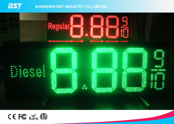 La gasolinera de la baja tensión 12v Digitaces llevó la exhibición de la muestra del precio, rojo/verde