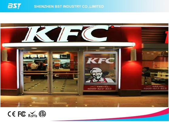 P5mm Pantalla LED transparente, pantalla LED de vidrio flexible de publicidad de forma diferente