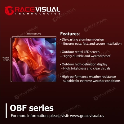 ≥5500nits Resolución HD Panel de visualización LED al aire libre   OBF Serie Diseño de fundición a presión delgada para instalaciones de techos y pilares