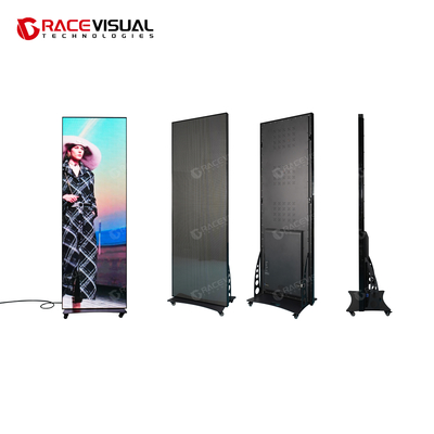Pantalla de pantalla LED Iposter de 35 kg de peso ligero, 1,2 ∼ 2,5 mm Pitch de píxeles, control móvil y en la nube, diseño delgado, múltiples opciones de montaje con ruedas, base y anillo colgante
