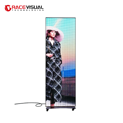 Pantalla de pantalla LED Iposter de 35 kg de peso ligero, 1,2 ∼ 2,5 mm Pitch de píxeles, control móvil y en la nube, diseño delgado, múltiples opciones de montaje con ruedas, base y anillo colgante