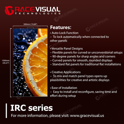 Perfecto para eventos comerciales en interiores, la pantalla LED de alquiler de la serie IRC cuenta con una tasa de actualización ultra alta, una versatilidad excepcional y un funcionamiento eficiente energéticamente